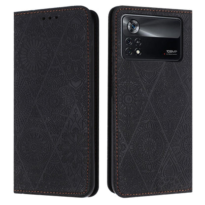 Ethnic Embossed Adsorption Leather Phone Case, For Xiaomi Poco X4 Pro 5G, For Xiaomi Redmi 10, For Xiaomi Poco M4 Pro 5G, For Xiaomi Poco X3 NFC