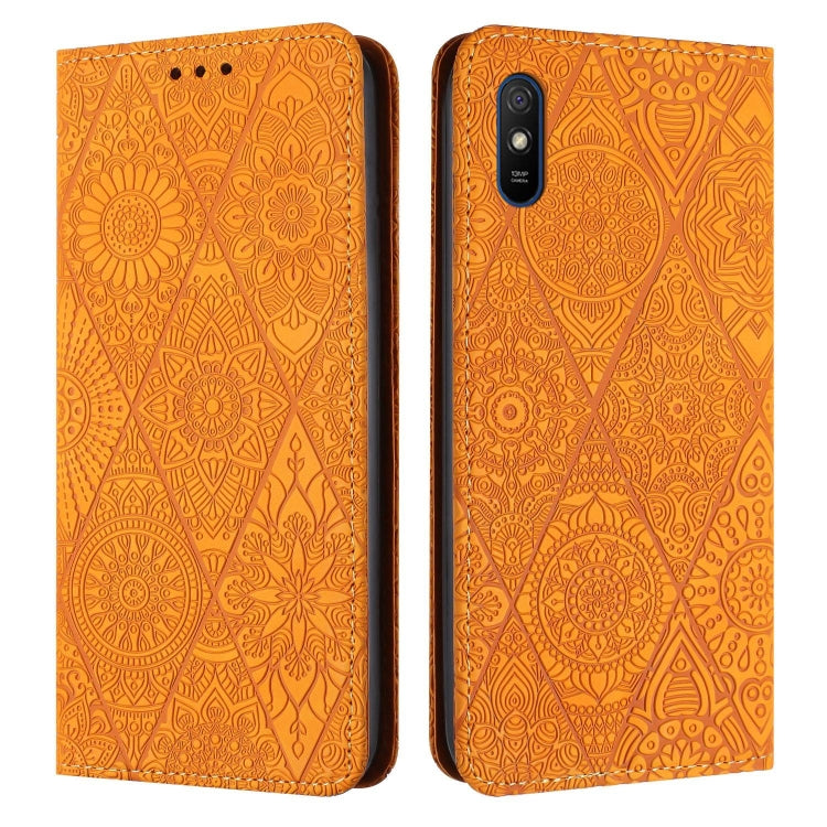 Ethnic Embossed Adsorption Leather Phone Case, For Xiaomi Redmi 9A, For Xiaomi Redmi 9, For Redmi Note 9, For Redmi Note 9 Pro