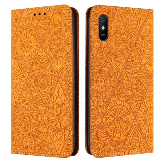 Ethnic Embossed Adsorption Leather Phone Case, For Xiaomi Redmi 9A, For Xiaomi Redmi 9, For Redmi Note 9, For Redmi Note 9 Pro
