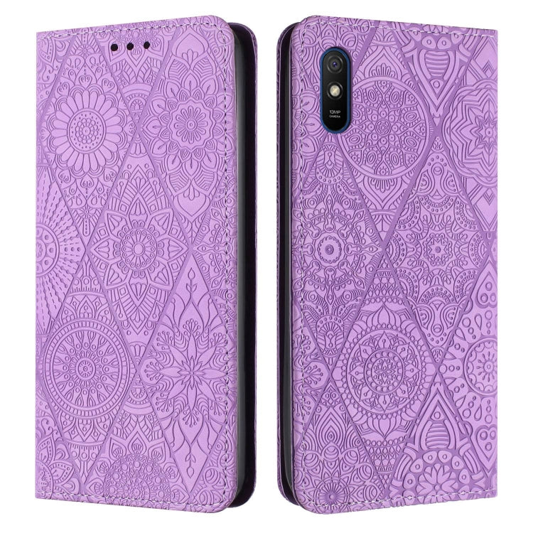 Ethnic Embossed Adsorption Leather Phone Case, For Xiaomi Redmi 9A, For Xiaomi Redmi 9, For Redmi Note 9, For Redmi Note 9 Pro
