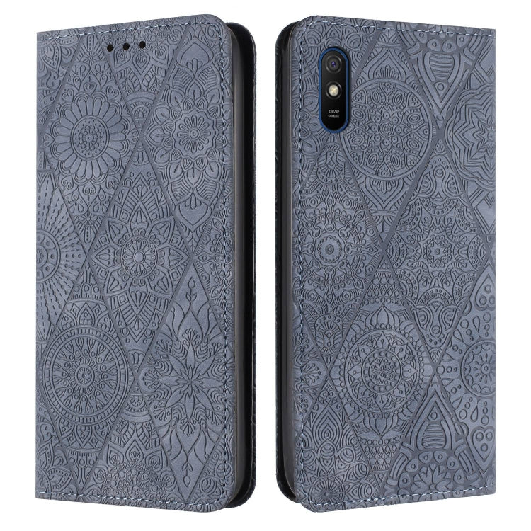 Ethnic Embossed Adsorption Leather Phone Case, For Xiaomi Redmi 9A, For Xiaomi Redmi 9, For Redmi Note 9, For Redmi Note 9 Pro