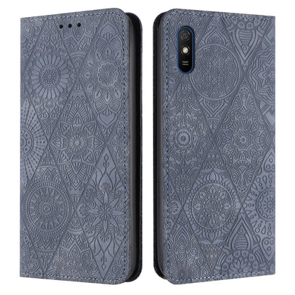Ethnic Embossed Adsorption Leather Phone Case, For Xiaomi Redmi 9A, For Xiaomi Redmi 9, For Redmi Note 9, For Redmi Note 9 Pro