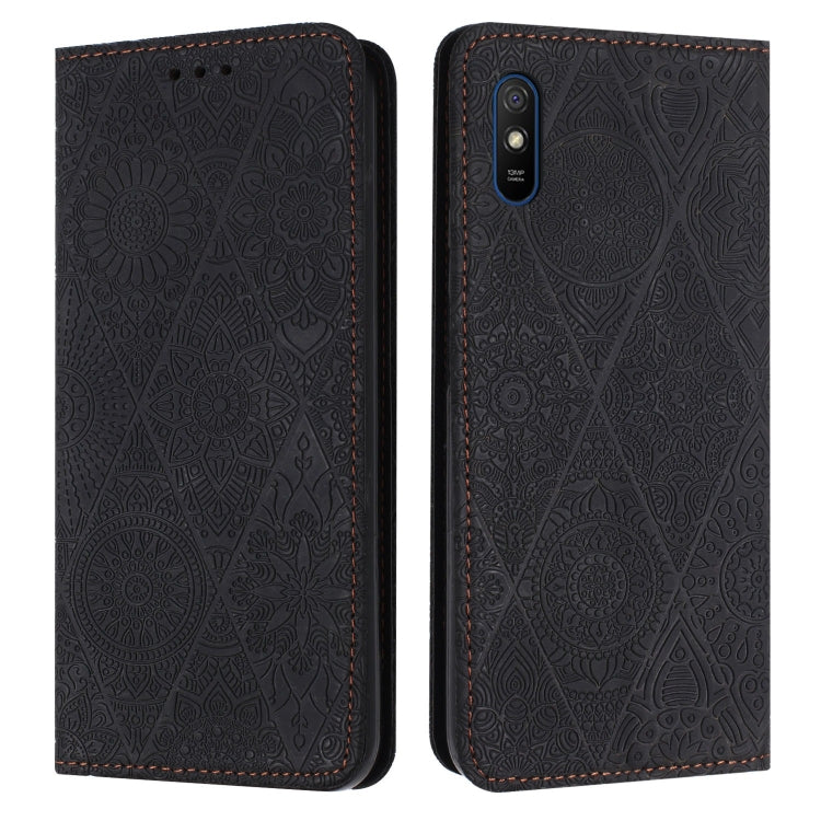 Ethnic Embossed Adsorption Leather Phone Case, For Xiaomi Redmi 9A, For Xiaomi Redmi 9, For Redmi Note 9, For Redmi Note 9 Pro