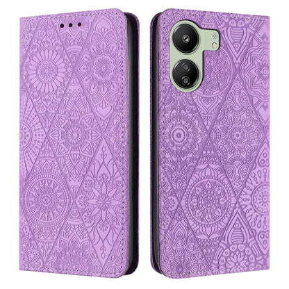 Ethnic Embossed Adsorption Leather Phone Case, For Xiaomi Redmi 13 4G, For Xiaomi Redmi Note 13 5G, For Xiaomi Redmi 13C, For Xiaomi Redmi Note 13 Pro 5G