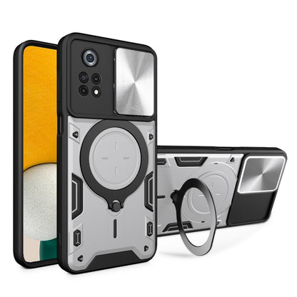 CD Texture Sliding Camshield Magnetic Holder Phone Case, For Xiaomi Poco M4 Pro 4G, For Xiaomi Poco X4 Pro 5G, For Xiaomi Redmi Note 11 4G, For Xiaomi Redmi Note 11 Pro