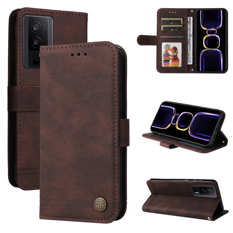 Skin Feel Life Tree Metal Button Leather Phone Case, For Xiaomi 13T / Redmi K60 Ultra, For Xiaomi Redmi K70 / K70 Pro, For Xiaomi Redmi Poco F5, For Xiaomi Redmi K60 / K60 Pro
