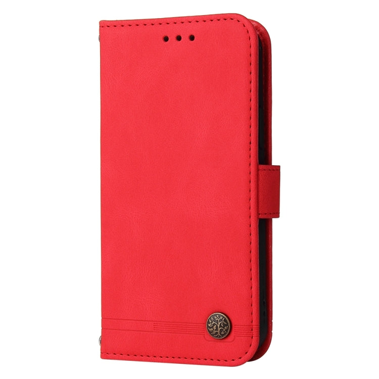 Skin Feel Life Tree Metal Button Leather Phone Case, For Xiaomi Redmi Note 12S 4G