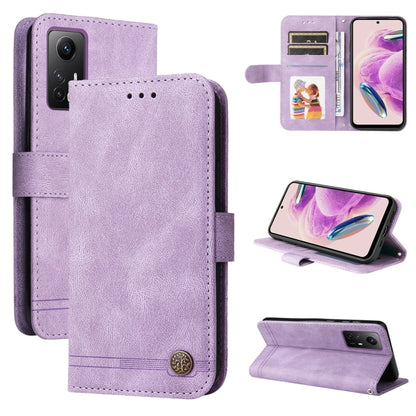 Skin Feel Life Tree Metal Button Leather Phone Case, For Xiaomi Redmi Note 12S 4G