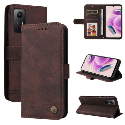 Skin Feel Life Tree Metal Button Leather Phone Case, For Xiaomi Redmi Note 12S 4G