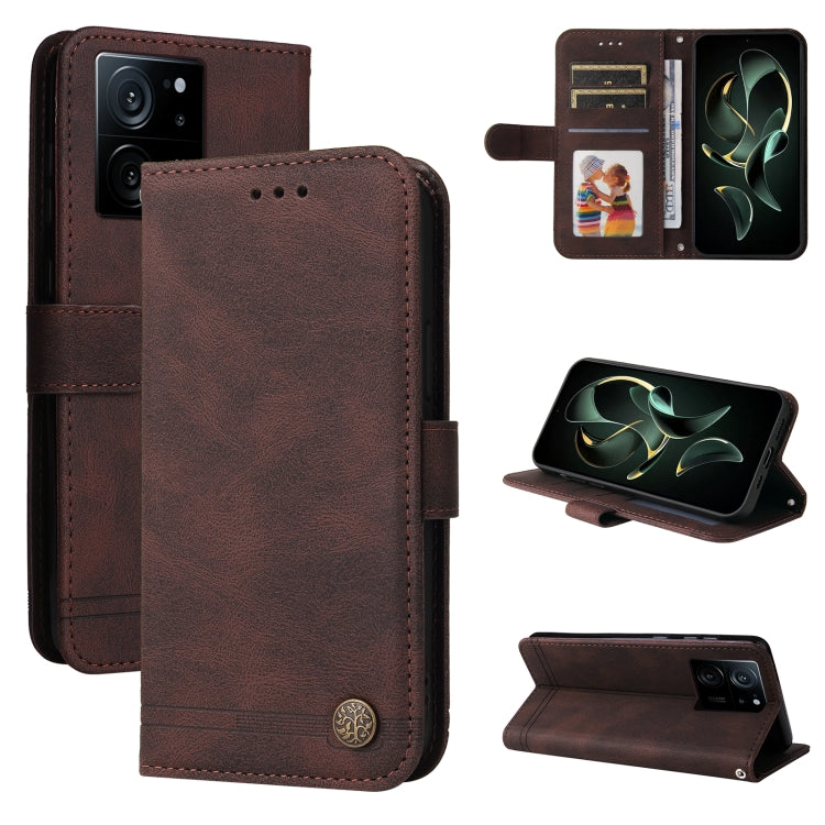 Skin Feel Life Tree Metal Button Leather Phone Case, For Xiaomi 13T / Redmi K60 Ultra, For Xiaomi Redmi K70 / K70 Pro, For Xiaomi Redmi Poco F5, For Xiaomi Redmi K60 / K60 Pro