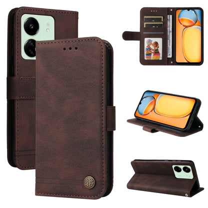 Skin Feel Life Tree Metal Button Leather Phone Case, For Xiaomi Redmi Note13 5G Global, For Xiaomi Redmi 13C 4G, For Xiaomi Redmi Note13 Pro+ 5G Global, For Xiaomi Redmi Note13 Pro 5G Global