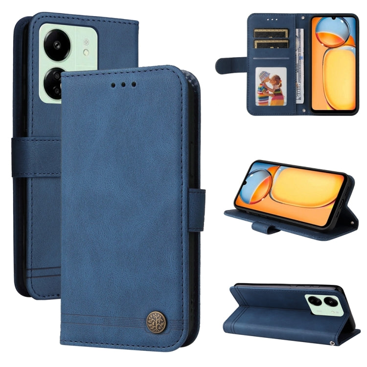 Skin Feel Life Tree Metal Button Leather Phone Case, For Xiaomi Redmi Note13 5G Global, For Xiaomi Redmi 13C 4G, For Xiaomi Redmi Note13 Pro+ 5G Global, For Xiaomi Redmi Note13 Pro 5G Global