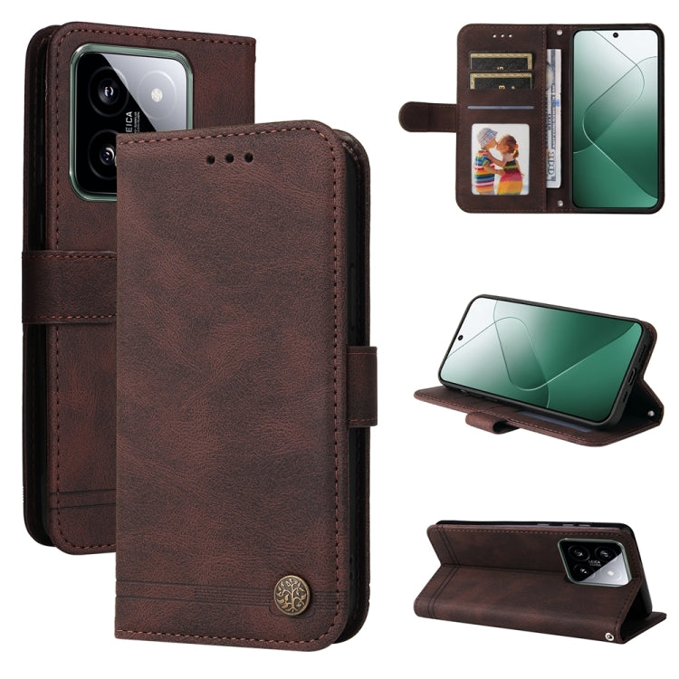 Skin Feel Life Tree Metal Button Leather Phone Case, For Xiaomi Redmi K70E, For Xiaomi 14 Ultra, For Xiaomi 14 Pro, For Xiaomi 14