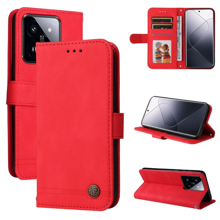 Skin Feel Life Tree Metal Button Leather Phone Case, For Xiaomi Redmi K70E, For Xiaomi 14 Ultra, For Xiaomi 14 Pro, For Xiaomi 14