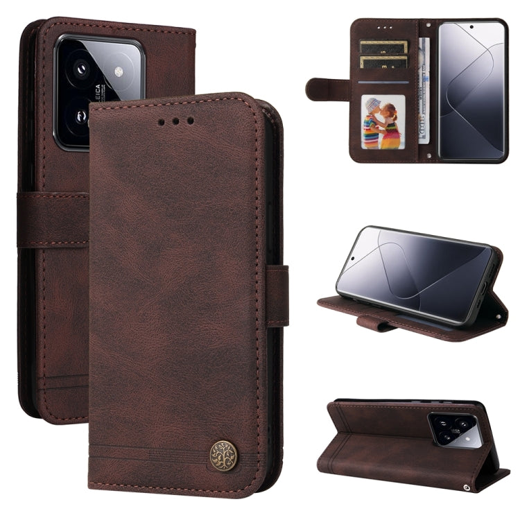 Skin Feel Life Tree Metal Button Leather Phone Case, For Xiaomi Redmi K70E, For Xiaomi 14 Ultra, For Xiaomi 14 Pro, For Xiaomi 14