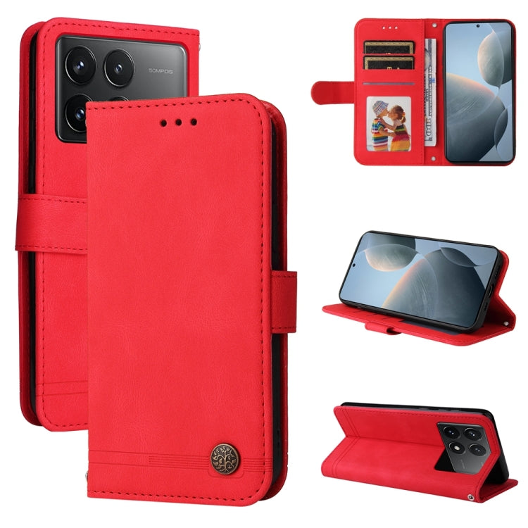 Skin Feel Life Tree Metal Button Leather Phone Case, For Xiaomi 13T / Redmi K60 Ultra, For Xiaomi Redmi K70 / K70 Pro, For Xiaomi Redmi Poco F5, For Xiaomi Redmi K60 / K60 Pro