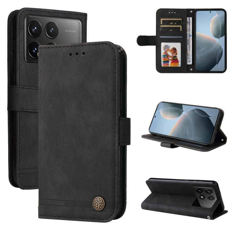 Skin Feel Life Tree Metal Button Leather Phone Case, For Xiaomi 13T / Redmi K60 Ultra, For Xiaomi Redmi K70 / K70 Pro, For Xiaomi Redmi Poco F5, For Xiaomi Redmi K60 / K60 Pro