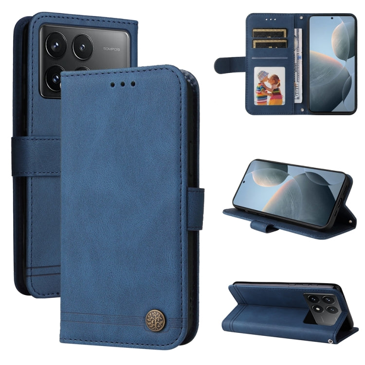 Skin Feel Life Tree Metal Button Leather Phone Case, For Xiaomi 13T / Redmi K60 Ultra, For Xiaomi Redmi K70 / K70 Pro, For Xiaomi Redmi Poco F5, For Xiaomi Redmi K60 / K60 Pro