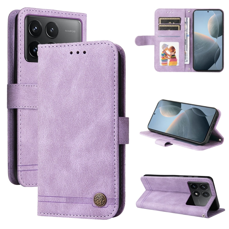 Skin Feel Life Tree Metal Button Leather Phone Case, For Xiaomi Redmi K70E, For Xiaomi 14 Ultra, For Xiaomi 14 Pro, For Xiaomi 14