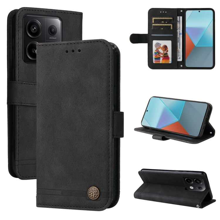 Skin Feel Life Tree Metal Button Leather Phone Case, For Xiaomi Redmi Note13 5G Global, For Xiaomi Redmi 13C 4G, For Xiaomi Redmi Note13 Pro+ 5G Global, For Xiaomi Redmi Note13 Pro 5G Global