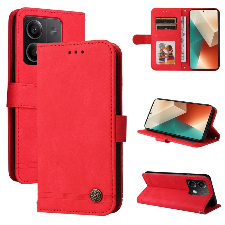Skin Feel Life Tree Metal Button Leather Phone Case, For Xiaomi Redmi Note13 5G Global, For Xiaomi Redmi 13C 4G, For Xiaomi Redmi Note13 Pro+ 5G Global, For Xiaomi Redmi Note13 Pro 5G Global