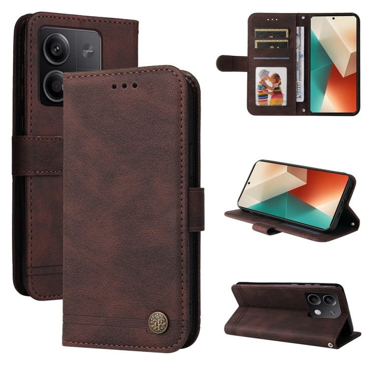 Skin Feel Life Tree Metal Button Leather Phone Case, For Xiaomi Redmi Note13 5G Global, For Xiaomi Redmi 13C 4G, For Xiaomi Redmi Note13 Pro+ 5G Global, For Xiaomi Redmi Note13 Pro 5G Global