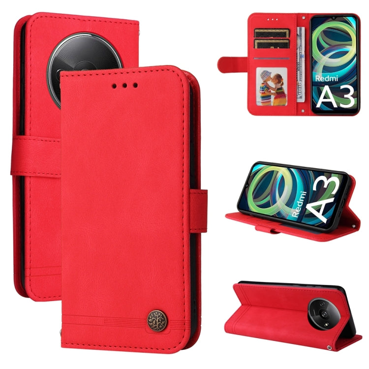 Skin Feel Life Tree Metal Button Leather Phone Case, For Xiaomi Poco F6, For Xiaomi Redmi A3, For Xiaomi Redmi Note13 Pro 4G Global/Poco M6 Pro 4G, For Xiaomi Redmi Note13 4G