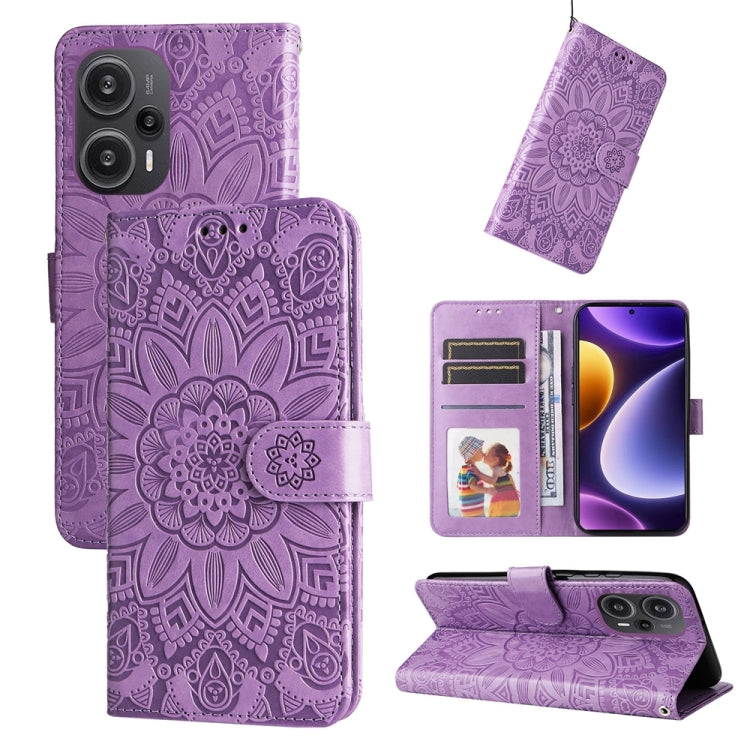 Embossed Sunflower Leather Phone Case, For Xiaomi Redmi K70 / K70 Pro, For Xiaomi Redmi Poco F5, For Xiaomi Redmi K60 / K60 Pro, For Xiaomi Redmi Note 12S 4G