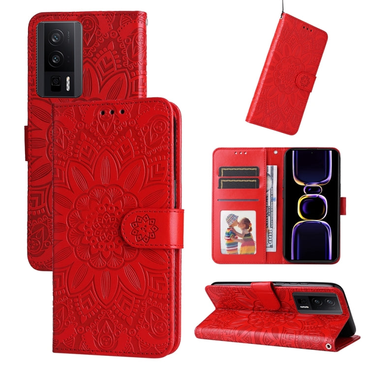 Embossed Sunflower Leather Phone Case, For Xiaomi Redmi K70 / K70 Pro, For Xiaomi Redmi Poco F5, For Xiaomi Redmi K60 / K60 Pro, For Xiaomi Redmi Note 12S 4G