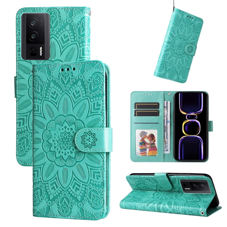 Embossed Sunflower Leather Phone Case, For Xiaomi Redmi K70 / K70 Pro, For Xiaomi Redmi Poco F5, For Xiaomi Redmi K60 / K60 Pro, For Xiaomi Redmi Note 12S 4G
