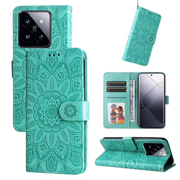 Embossed Sunflower Leather Phone Case, For Xiaomi 14 Ultra, For Xiaomi 14 Pro, For Xiaomi 14, For Xiaomi Redmi Note13 5G Global