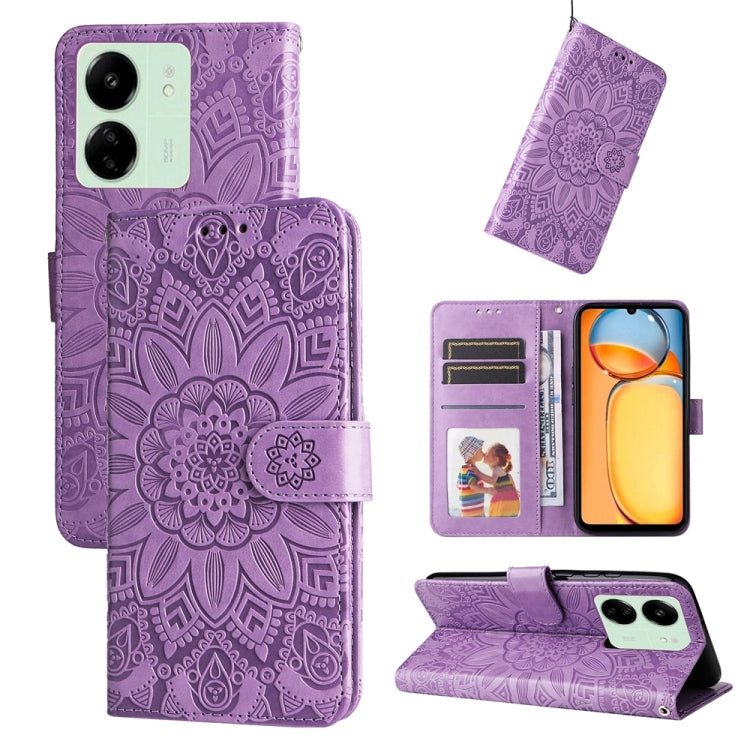 Embossed Sunflower Leather Phone Case, For Xiaomi Redmi 13C 4G, For Xiaomi Redmi Note13 Pro+ 5G Global, For Xiaomi Redmi Note13 Pro 5G Global, For Xiaomi 13T / Redmi K60 Ultra