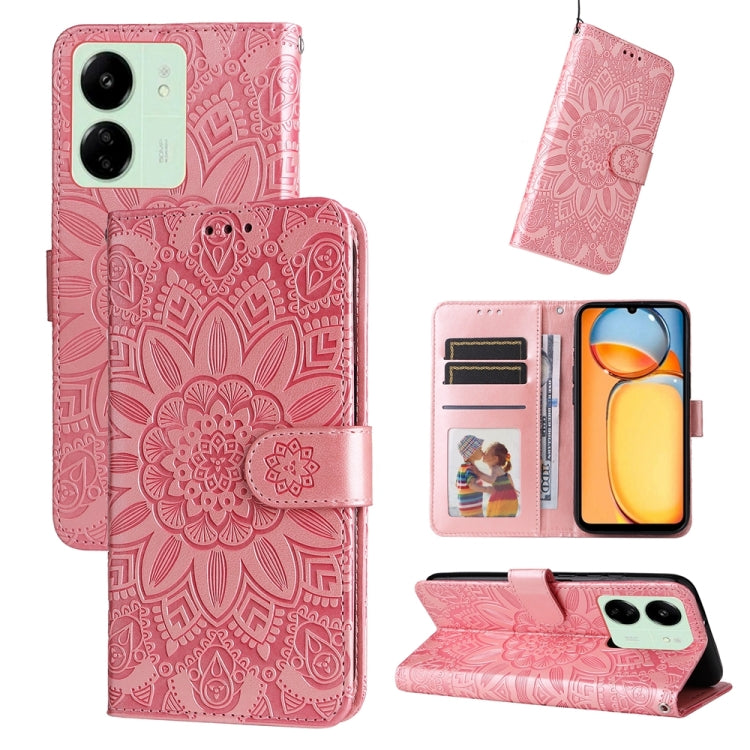 Embossed Sunflower Leather Phone Case, For Xiaomi Redmi 13C 4G, For Xiaomi Redmi Note13 Pro+ 5G Global, For Xiaomi Redmi Note13 Pro 5G Global, For Xiaomi 13T / Redmi K60 Ultra