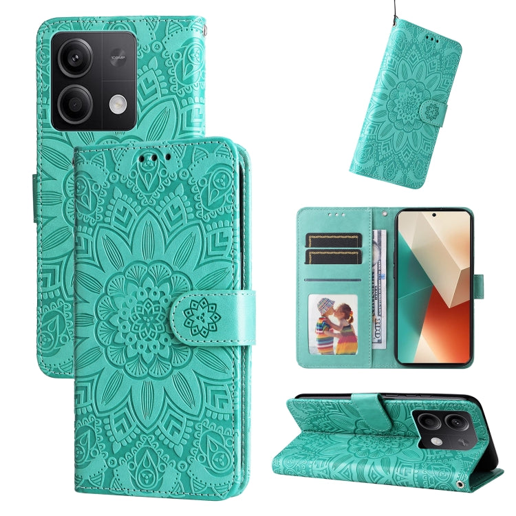 Embossed Sunflower Leather Phone Case, For Xiaomi 14 Ultra, For Xiaomi 14 Pro, For Xiaomi 14, For Xiaomi Redmi Note13 5G Global