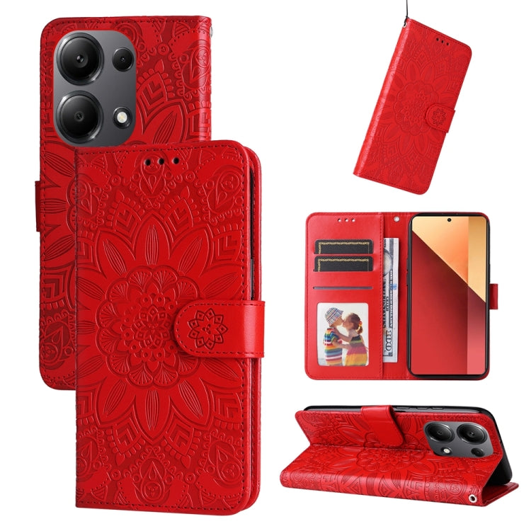 Embossed Sunflower Leather Phone Case, For Xiaomi Redmi A3, For Xiaomi Redmi Note13 Pro 4G Global/Poco M6 Pro 4G, For Xiaomi Redmi Note13 4G, For Xiaomi Redmi K70E