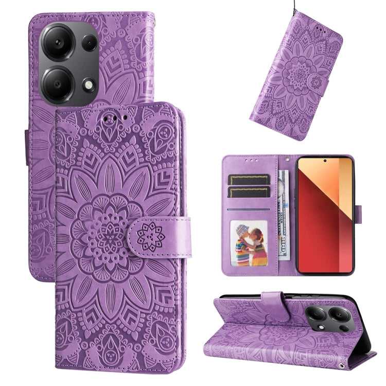 Embossed Sunflower Leather Phone Case, For Xiaomi Redmi A3, For Xiaomi Redmi Note13 Pro 4G Global/Poco M6 Pro 4G, For Xiaomi Redmi Note13 4G, For Xiaomi Redmi K70E