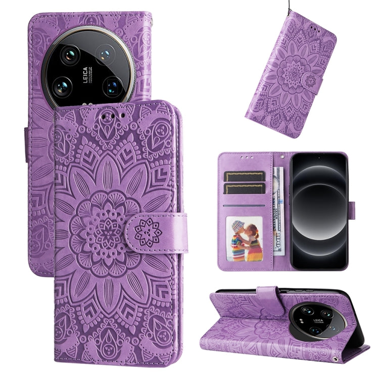 Embossed Sunflower Leather Phone Case, For Xiaomi 14 Ultra, For Xiaomi 14 Pro, For Xiaomi 14, For Xiaomi Redmi Note13 5G Global