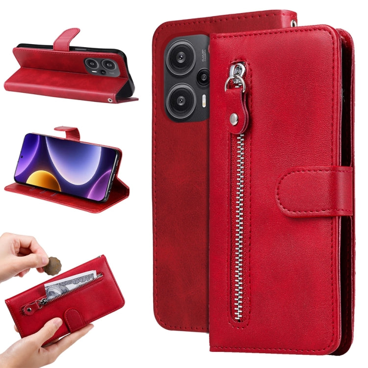 Calf Texture Zipper Leather Phone Case, For Xiaomi 13T / Redmi K60 Ultra, For Xiaomi Redmi Poco F5, For Xiaomi Redmi K60 / K60 Pro, For Xiaomi Redmi Note 12S 4G