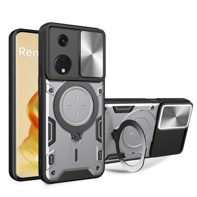 CD Texture Sliding Camshield Magnetic Holder Phone Case, For OPPO F23 5G India / A98 5G / A1 5G, For OPPO Find X8 Pro, For OPPO Reno8 T 5G, For OPPO A17 4G