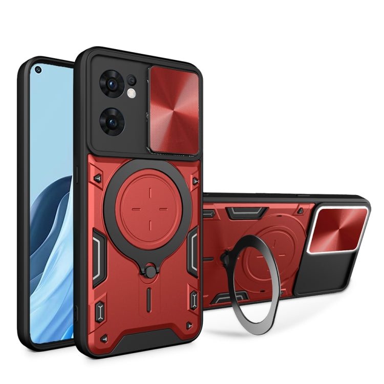 CD Texture Sliding Camshield Magnetic Holder Phone Case, For OPPO Reno8 Pro 5G, For OPPO Reno8 5G, For OPPO Reno7 4G / F21 Pro 4G, For OPPO Reno7 5G