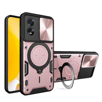 CD Texture Sliding Camshield Magnetic Holder Phone Case, For OPPO A38 4G Global, For OPPO A58 4G Global, For OPPO Reno10 5G Global, For OPPO A78 4G