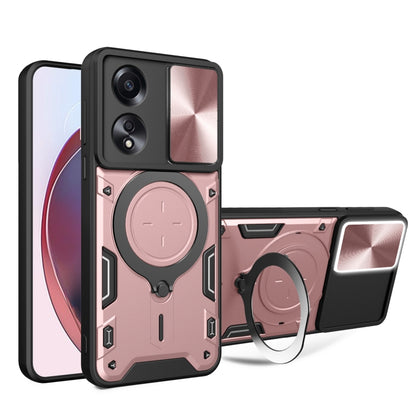 CD Texture Sliding Camshield Magnetic Holder Phone Case, For OPPO A38 4G Global, For OPPO A58 4G Global, For OPPO Reno10 5G Global, For OPPO A78 4G