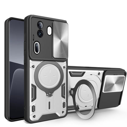 CD Texture Sliding Camshield Magnetic Holder Phone Case, For OPPO Reno12 5G Global, For OPPO Reno11 F 5G Global, For OPPO Reno11 5G Global, For OPPO Reno11 Pro 5G Global