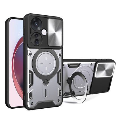 CD Texture Sliding Camshield Magnetic Holder Phone Case, For OPPO Reno12 5G Global, For OPPO Reno11 F 5G Global, For OPPO Reno11 5G Global, For OPPO Reno11 Pro 5G Global