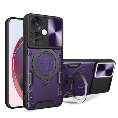 CD Texture Sliding Camshield Magnetic Holder Phone Case, For OPPO Reno12 5G Global, For OPPO Reno11 F 5G Global, For OPPO Reno11 5G Global, For OPPO Reno11 Pro 5G Global