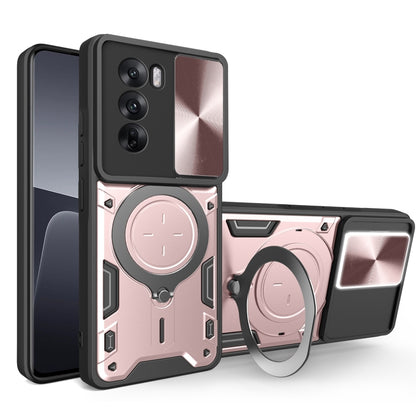 CD Texture Sliding Camshield Magnetic Holder Phone Case, For OPPO Reno12 5G Global, For OPPO Reno11 F 5G Global, For OPPO Reno11 5G Global, For OPPO Reno11 Pro 5G Global