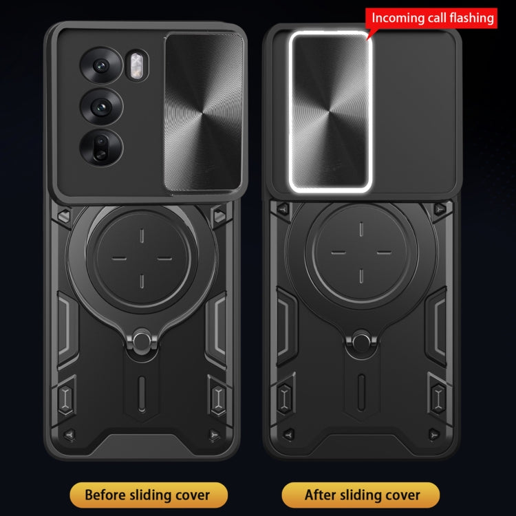CD Texture Sliding Camshield Magnetic Holder Phone Case, For OPPO Reno12 5G Global, For OPPO Reno11 F 5G Global, For OPPO Reno11 5G Global, For OPPO Reno11 Pro 5G Global