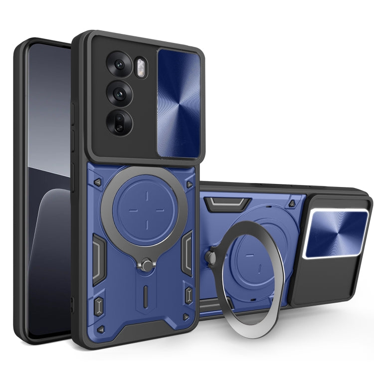 CD Texture Sliding Camshield Magnetic Holder Phone Case, For OPPO Reno12 5G Global, For OPPO Reno11 F 5G Global, For OPPO Reno11 5G Global, For OPPO Reno11 Pro 5G Global