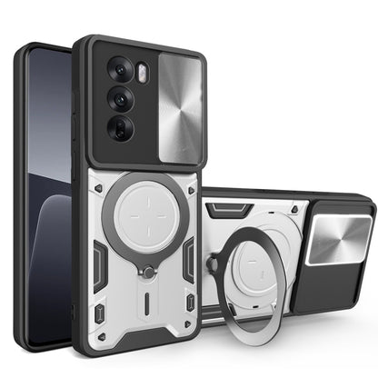 CD Texture Sliding Camshield Magnetic Holder Phone Case, For OPPO Reno12 5G Global, For OPPO Reno11 F 5G Global, For OPPO Reno11 5G Global, For OPPO Reno11 Pro 5G Global