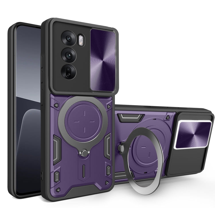 CD Texture Sliding Camshield Magnetic Holder Phone Case, For OPPO Reno12 5G Global, For OPPO Reno11 F 5G Global, For OPPO Reno11 5G Global, For OPPO Reno11 Pro 5G Global